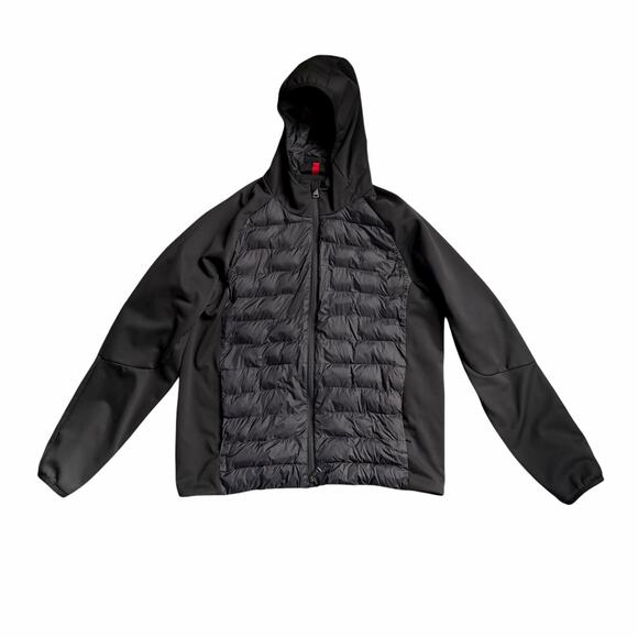 Polo Ralph Lauren Men’s Black Hooded Hybrid Puffer Jacket Full Zip Size Large - Picture 2 of 15